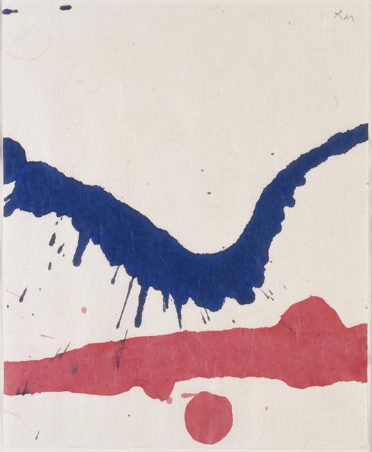 Robert Motherwell, From the Lyric Suite, 1965.  Red and blue ink on rice paper, 28 x 23 cms.