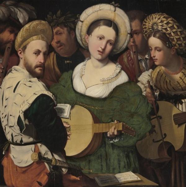 Musical Group, 1520s.  Callisto Piazza (Calisto de la Piaza da Lodi), Italian (active Lodi and Brescia), c.  1500 1561/62.  Oil on panel, 35 5/8 x 35 3/4 inches.  Philadelphia Museum of Art, John G.  Johnson Collection, 1917.