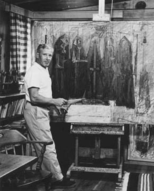 Hans Burkhardt in his studio, 1956.