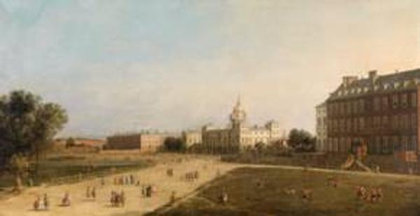 Giovanni Antonio Canal, il Canaletto (Venice 1697-1768) London: New Horse Guards from St James’s Park, oil on panel, 58.5 x 110 cm, €2,000,000 – 3,000,000