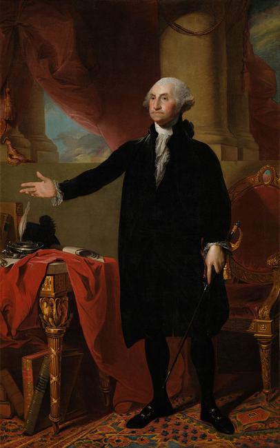 A copy Gilbert Stuart's Lansdowne portrait as displayed in the White House.