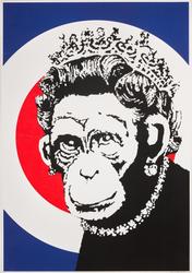 Banksy’s Monkey Queen, 2003, Screenprint in colours on wove paper (49 x 35cm)