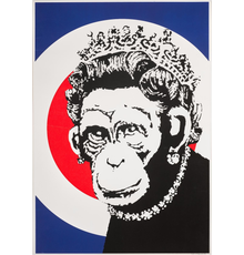 Monkey Queen by Banksy, 2003, Screenprint in colours on wove paper (49 x 35cm)