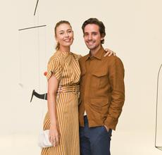 Tennis star Maria Sharapova and Paddle8's Alexander Gilkes at the Pace global flagship gallery opening in Chelsea.