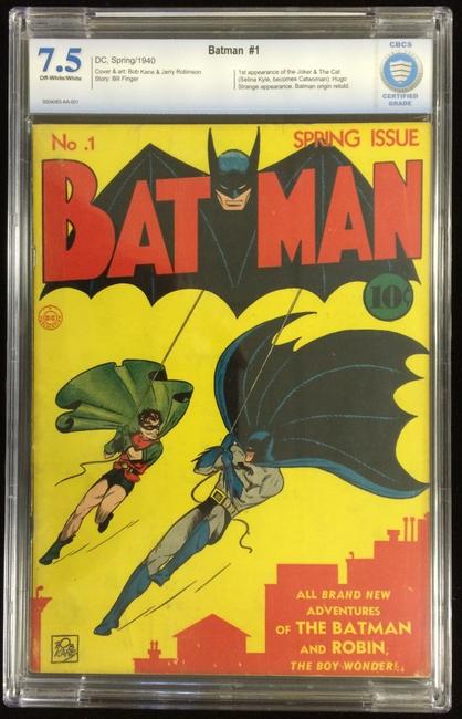 This unrestored copy of Batman #1 from 1940, graded 7.5 out of 10 for condition, hammered for $237,300 at Philip Weiss Auctions on February 15th.