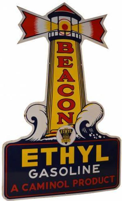 This Beacon Ethyl Gasoline porcelain sign from around 1940 could hit $40,000-$60,000.