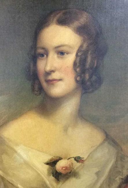 A top offering among fine art is this antique Georgian Sir William Beechey oil on canvas portrait titled “The Lady in White.”