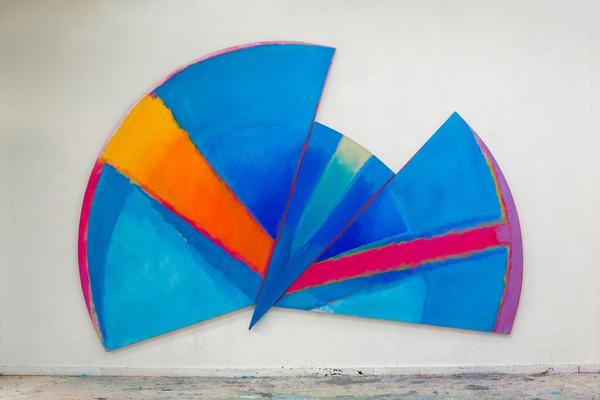 Trevor Bell, Blue Radial, 1985.  Acrylic on canvas.  96 x 140 inches