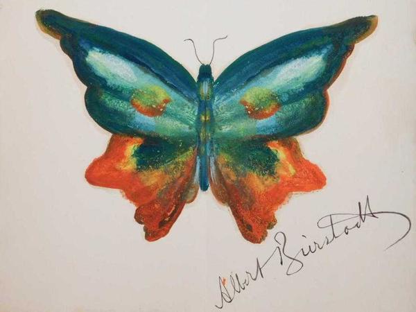 Oil on paper attributed to Albert Bierstadt (Am., 1830-1902), titled Butterfly, 8 inches by 9 ½ inches unframed (est.  $25,000-$30,000).