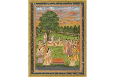 - A Royal Couple and Women of the Court Play Holi, circa 1760, Mughal period, Mughal/India, opaque watercolor, gold and silver on paper, Cincinnati Art Museum, Gift of Mr.  and Mrs.  Carl Bimel, Jr., 1986.1174