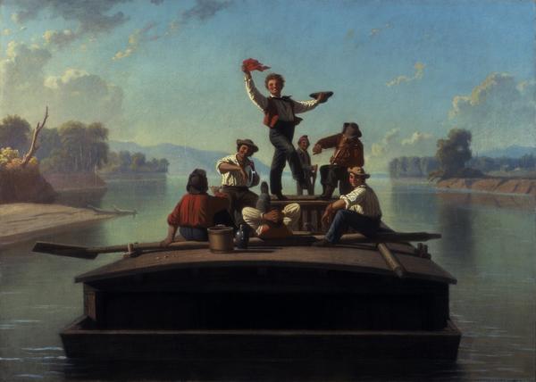 George Caleb Bingham (1811-1879), The Jolly Flatboatmen, 1877-78.  oil on canvas.  26 ¼ x 36 ¼ in.Terra Foundation for American Art, Daniel J.  Terra Collection, 1992.15.  