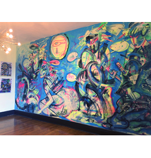 Bipolar Holiday: Kyoto Girls Pop-up interior mural "No Rebellion Against Time" painted for the exhibition.