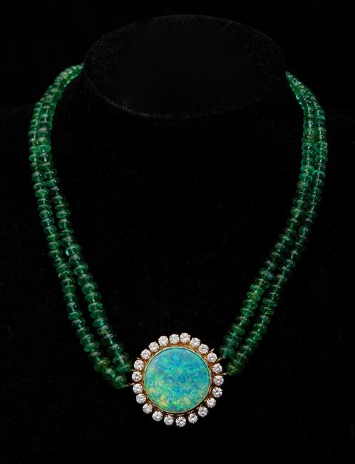 Neue Auctions Lot 194: Opal, Diamond and Emerald n Necklace