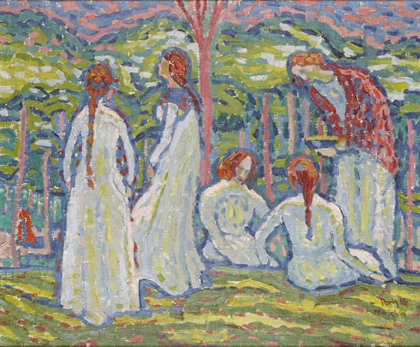 MAX PECHSTEIN (1881-1955) Jeunes Filles 18 1/8 x 21 7/8in.  (46 x 55.5cm) Est $300,000-400,000