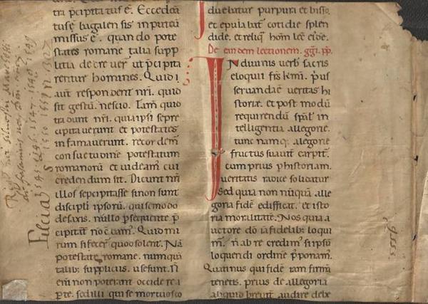 Fragment of an early hand-illuminated lectionary.