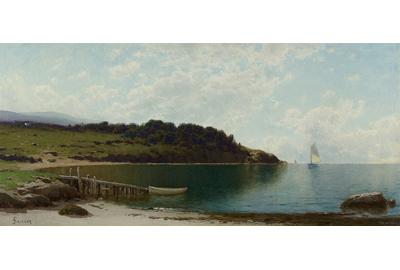 Alfred Thompson Bricher (1837–1908) Sailboats Along the Coast Oil on canvas 15⅛ x 33¾ inches Monogrammed lower left: ATBRICHER 