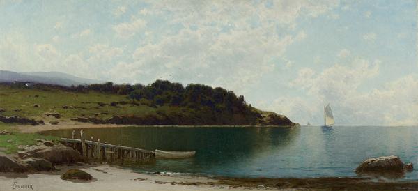 Alfred Thompson Bricher (1837–1908) Sailboats Along the Coast Oil on canvas 15⅛ x 33¾ inches Monogrammed lower left: ATBRICHER