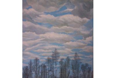 Bernarda Bryson Shahn, Little Winter Sky, 1990, oil on wood, 15 x 14 inches