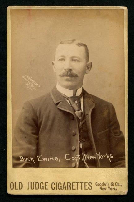 Possibly unique cabinet card photo image of New York Giants captain Buck Ewing wearing civilian clothes ($109,250, a record for an 1888 N173 Old Judge cabinet card).