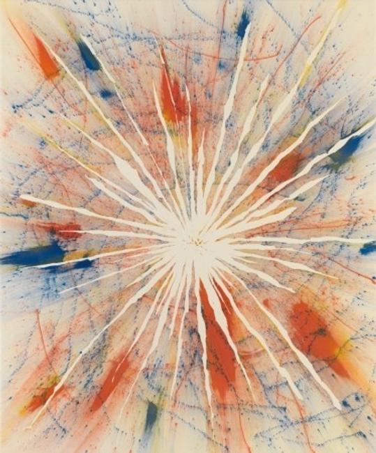 Harmony Korine.  Burst Manga, 2014.  Ink on canvas, 102 x 84 in.  Collection of David Perry.  © Harmony Korine.  Courtesy Gagosian Gallery.  Photography by Robert McKeever 