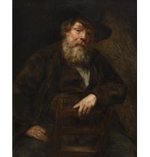 Oil on canvas by Adolphe-Felix Cals (French, 1810-1880), titled Portrait of an Elderly Man with a Beard and a Hat, signed and dated ‘Cals 1875’ upper left (est.  $2,000-$3,000).