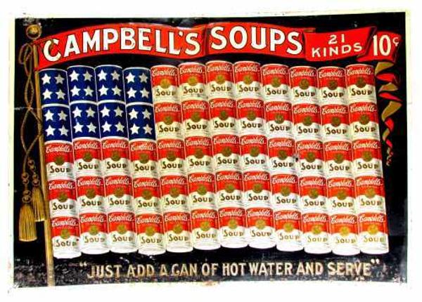 This circa-1900 Campbell's Soup tin sign is expected to realize $40,000-$60,000 when it is auctioned Oct.  4-6.