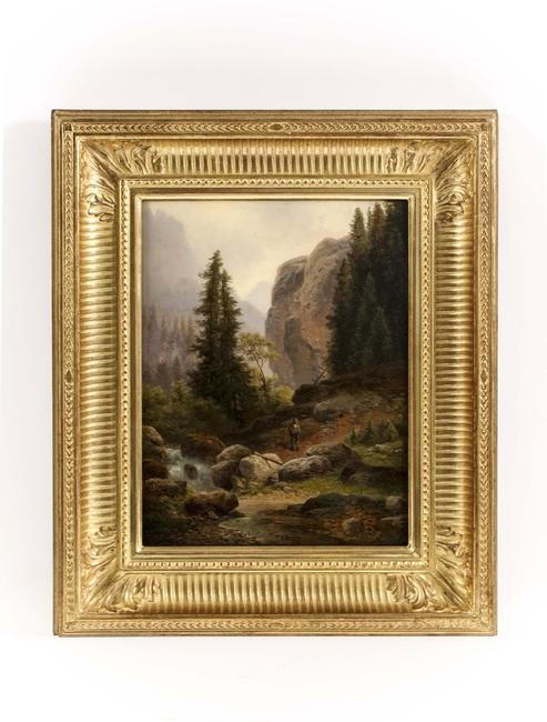 This original oil on wood panel landscape and figural painting by Carl Hasch (Austrian, 1834-1897) will be sold Oct.  4-5 in Atlanta, Ga.