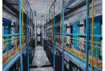 Carlos Salazar, Maximum security jail, Acrylic on Canvas, 19.69'' x 27.56'' x 1.18''