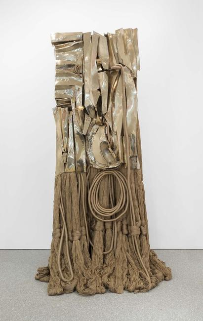 Barbara Chase-Riboud (b.1939), "Malcolm X #17," 2016, polished bronze and silk, 92" x 41" x 36" / 233.7 x 104.1 x 91.4 cm 