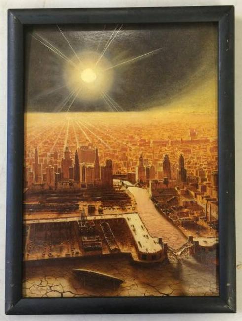 This is one of nine original oil paintings by Chesley Bonestell (Am., 1888-1986) that sold for a combined $135,000 at Philip Weiss Auctions, September 10th.