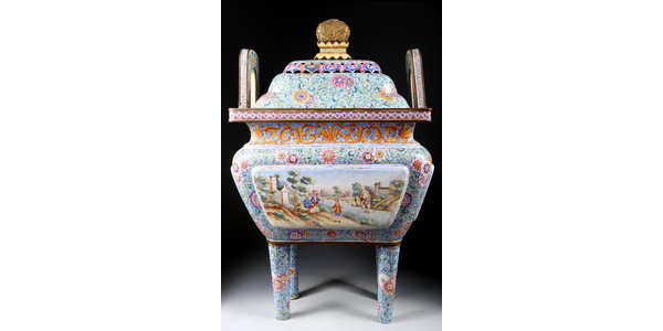 Qianlong Period Chinese Enameled Metal Censer