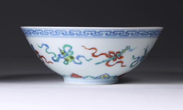 * Chinese Porcelain Doucai 'Daoist Emblems' Bowl, Yongzheng Mark and Period 