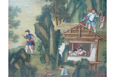 Fine mid 18th century oil on canvas Chinoiserie Fantasy, German c.1750