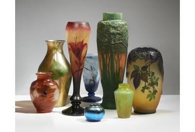A selection of art glass from the Collection of Dr.  Thomas Chua.
