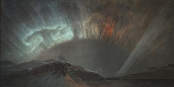 Part of the Alexander von Humboldt exhibition, Frederic Edwin Church, Aurora Borealis, 1865, oil on canvas, 56 x 83 1/2 in., Smithsonian American Art Museum, Gift of Eleanor Blodgett, 1911.4.1.  Photo by Gene Young.