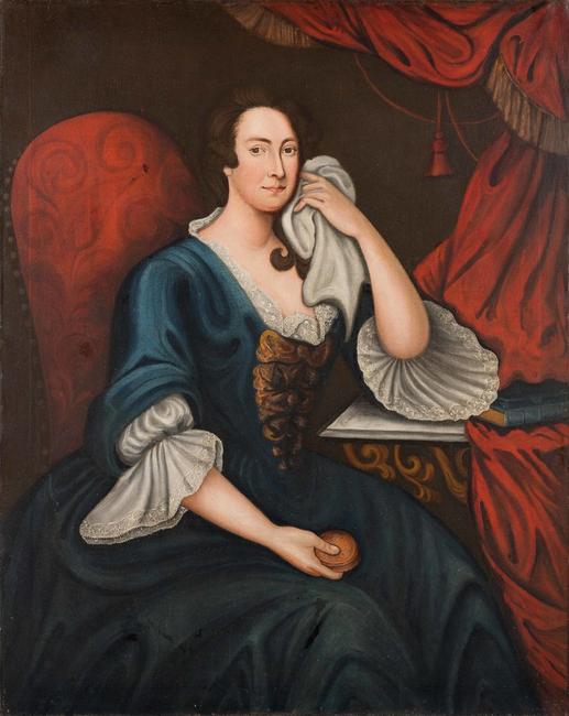 Joyce Armistead Booth (Mrs.  Mordecai Booth) by William Dering (active 1734/1735-1755), oil on canvas, Williamsburg, Virginia, ca.  1745.  Gift of Julia Miles Brock, Edward Taliaferro Miles and Georginana Serpell Miles in memory of their mother, Alice Taliaferro Miles, 2018-165, A&B