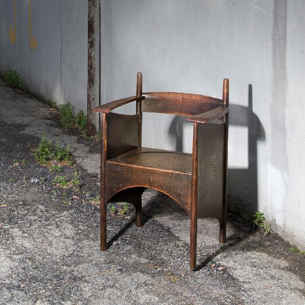 Charles Rennie Mackintosh Stained Oak Armchair, circa 1897.  Est.  $40,000-60,000