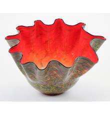 Dale Chihuly (American, b.1941) Monumental Carmine Macchia with Navy Lip Wrap, series M, 2000.  Provenance: Chihuly Studio.  Size: 21” x 28” x 33” Est.  $15,000-$25,000