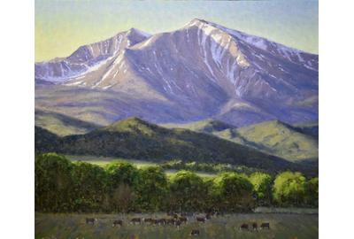 Dan Young, "June Below Sopris," oil on panel, 20 x 36 inches