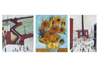 David Henty originals in the style of L.S.Lowry and Van Gough