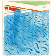 David Hockney | Pool Made with Paper and Blue Ink for Book | Estimate: $25,000 - 35,000 