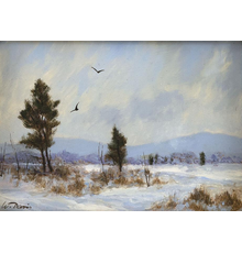 "Two Crows" by William R.  Davis, estimated at $600/800, in Eldred's Cabin Fever Auction on January 21-22.