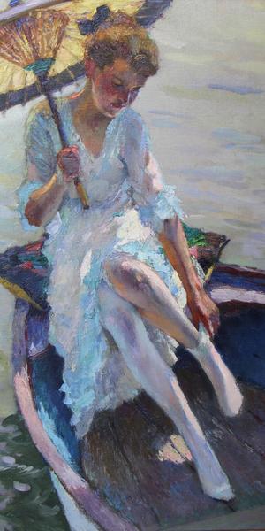 Edward Cucuel (1875–1954), The Parasol, 1915, Oil on canvas.  Courtesy of The Hosek Collection of American Art