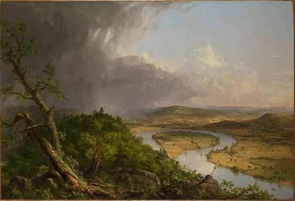 Thomas Cole (American, 1801–1848).  View from Mount Holyoke, Northampton, Massachusetts, after a Thunderstorm—The Oxbow (detail), 1836.  Oil on canvas, 51 1/2 x 76 in.  (130.8 x 193 cm).  The Metropolitan Museum of Art, New York, Gift of Mrs.  Russell Sage, 1908