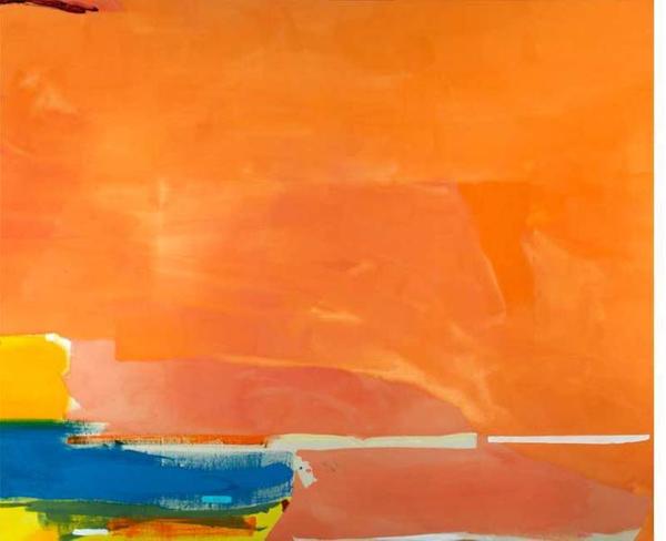 Helen Frankenthaler (American, 1928–2011).  Elberta, 1975.  Acrylic on canvas, 79” x 97”.  Private Collection.  © 2015 Helen Frankenthaler Foundation, Inc.  / Artists Rights Society (ARS), New York.