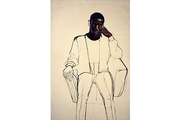 Alice Neel.  James Hunter Black Draftee, 1965.  Oil on canvas.  COMMA Foundation, Belgium, © The Estate of Alice Neel, Courtesy David Zwirner, New York/London