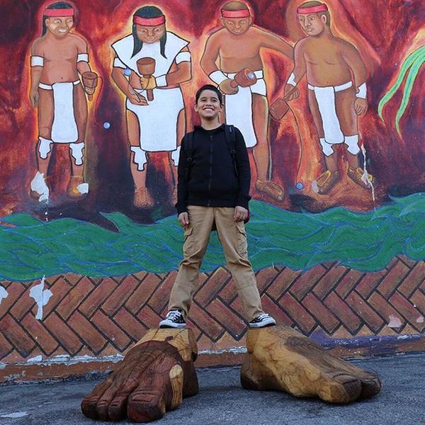 Feet from the Leonard Peltier statue by Rigo 23 went on a journey documented on Instagram, from California to Washington, D.C., including a stop at Standing Rock Reservation in North Dakota.  @semillascommunityschools