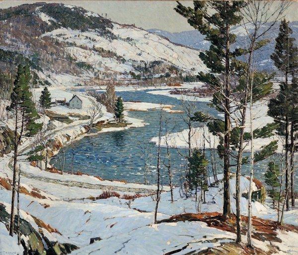 Aldro Thompson Hibbard (American, 1886-1972), Winter in New England, Probably a West River, Vermont View, Est.  $25,000-35,000