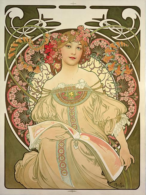 Alphonse Mucha, Rêverie.  1897.  Colour lithograph.  © Mucha Trust 2015