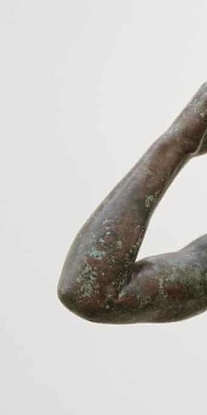 Detail of the Getty Bronze, or Victorious Youth, made by Lysippos between 300 and 100 BC.  Greece.  